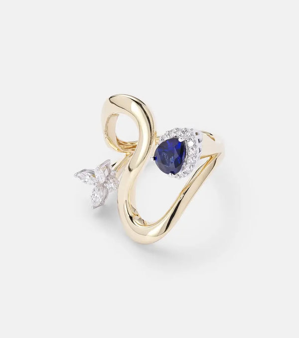 Yeprem Reign Supreme 18kt gold ring with diamonds and sapphires | LYBSTORE