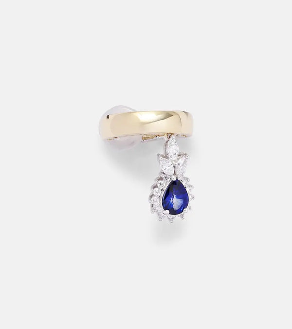 Yeprem Whisper Ear 18kt gold ear cuff with diamonds and sapphire | LYBSTORE