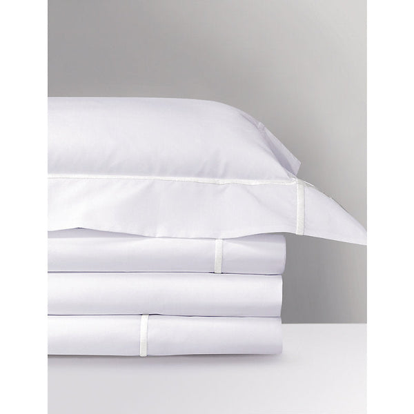 Yves Delorme Athena Blanc cotton king-size flat sheet