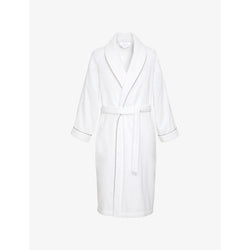 Womens Yves Delorme Idole piped-trim cotton-terry bath robe