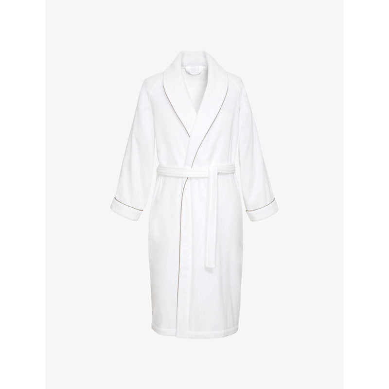 Womens Yves Delorme Idole piped-trim cotton-terry bath robe