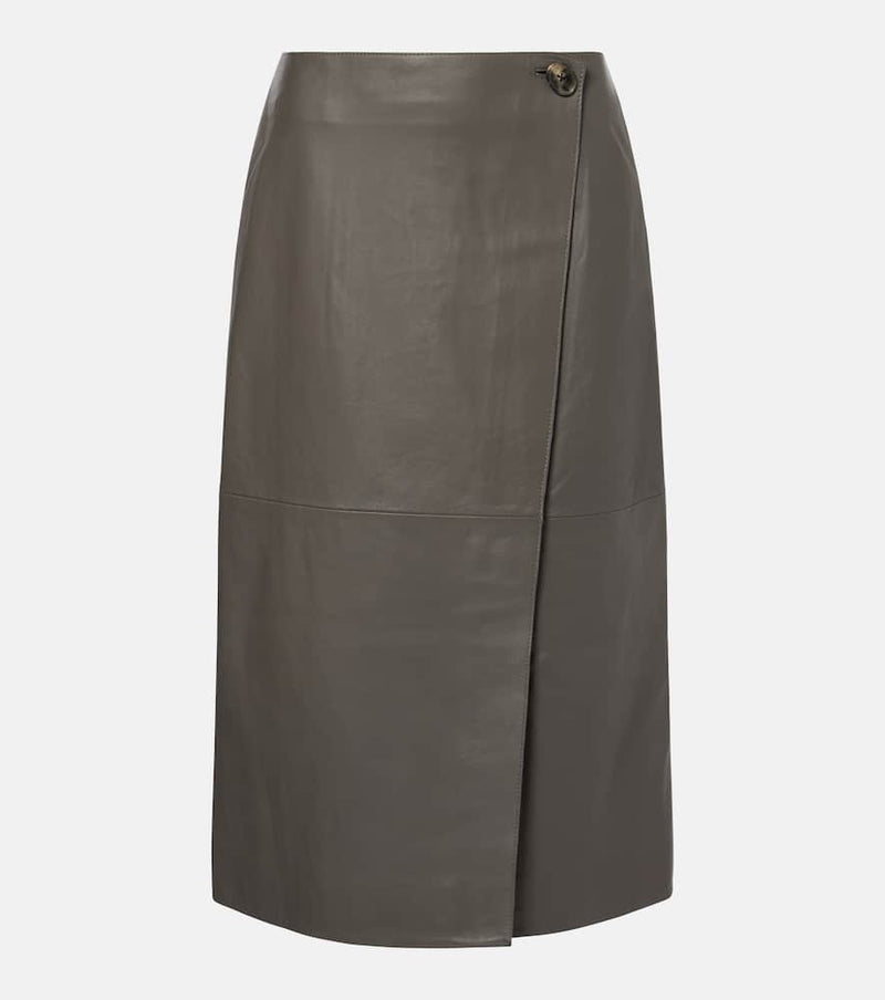 Yves Salomon Leather midi skirt