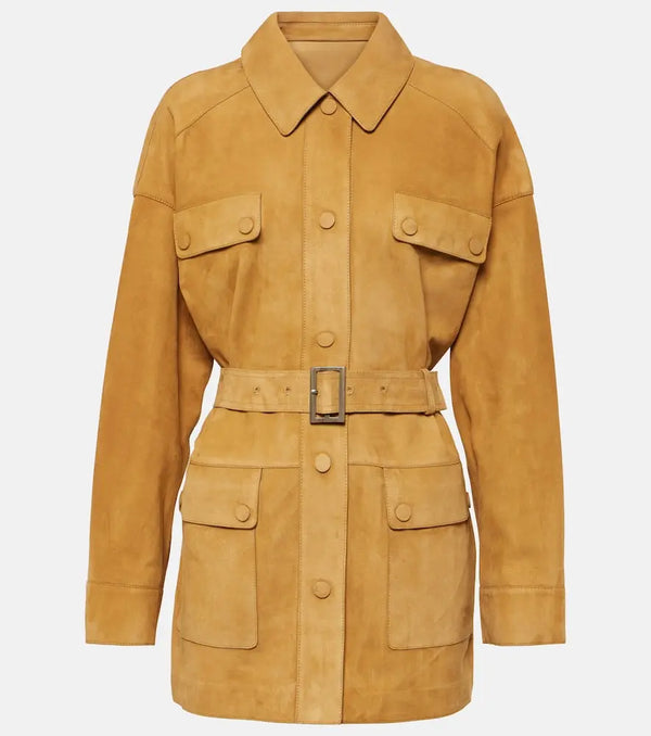 Yves Salomon Single-breasted suede coat | LYBSTORE