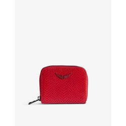 Zadig&Voltaire Wing-embellished embossed-leather zip-around wallet | LYBSTORE