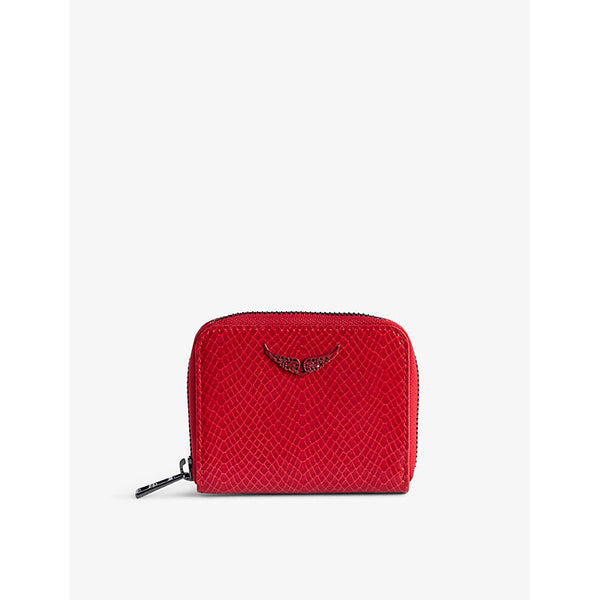 Zadig&Voltaire Wing-embellished embossed-leather zip-around wallet | LYBSTORE