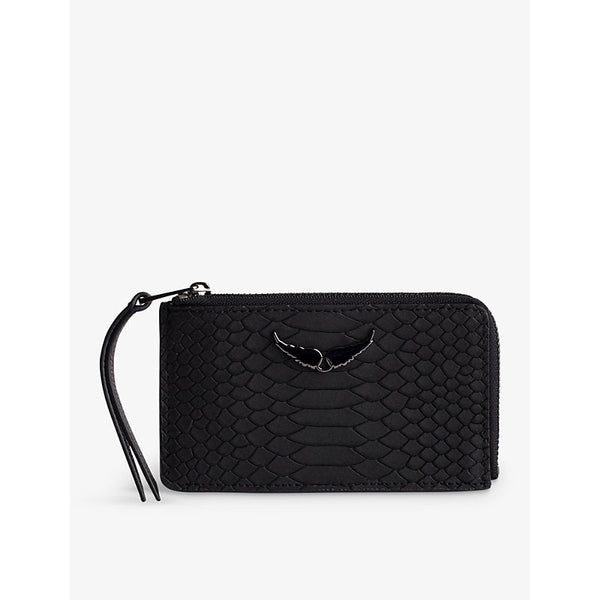 Womens Zadig&Voltaire ZV wing-embossed python-effect leather cardholder