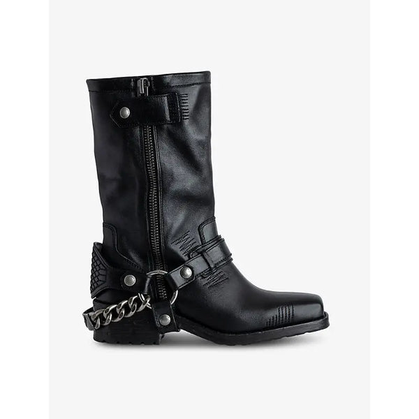 Zadig&Voltaire Igata metal-chain leather ankle boots