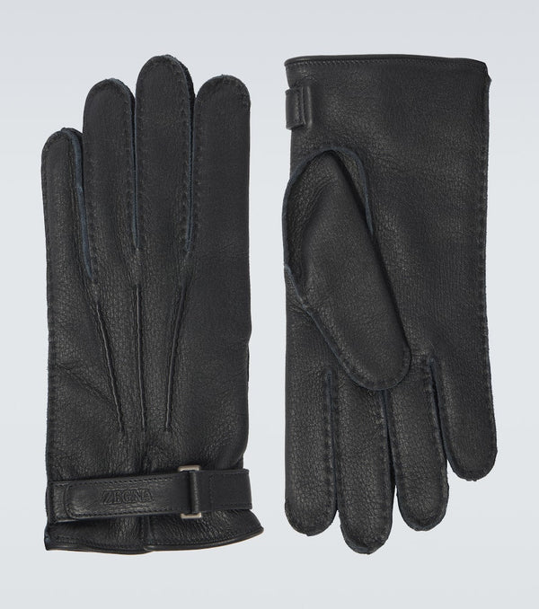 Zegna Embossed leather gloves