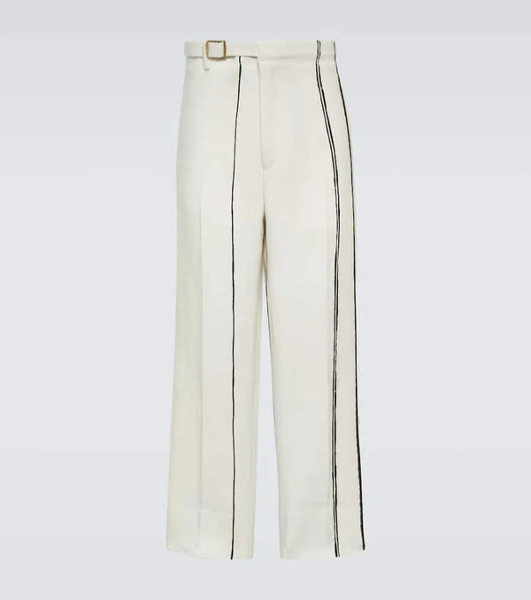 Zegna Striped linen straight pants