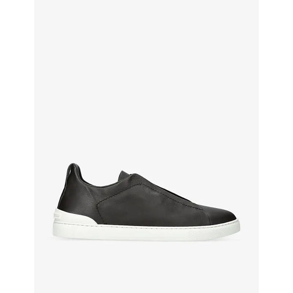 Zegna Triple Stitch brand-embroidered low-top leather trainers