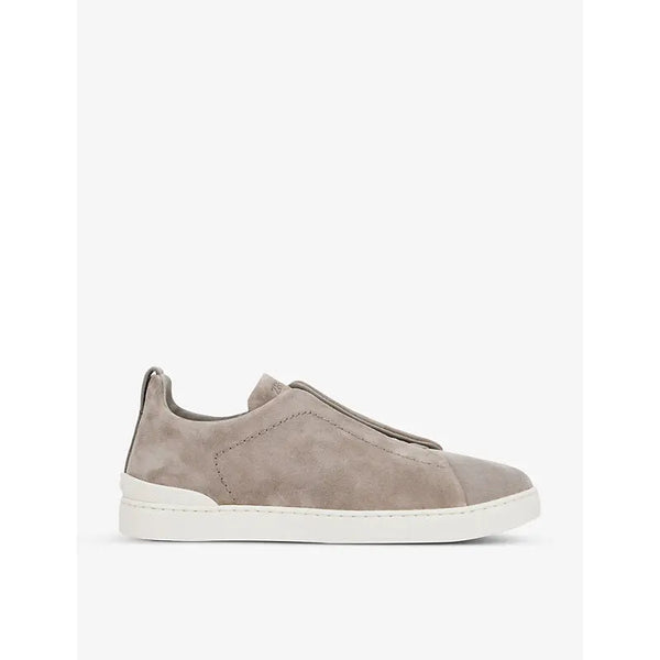 Zegna Triple Stitch contrast-sole suede low-top trainers