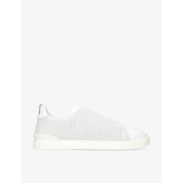 Zegna Triple Stitch interwoven leather low-top trainers