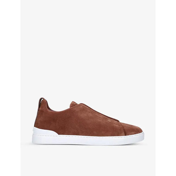 Zegna Triple Stitch low-top suede trainers