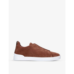  Zegna Triple Stitch low-top suede trainers