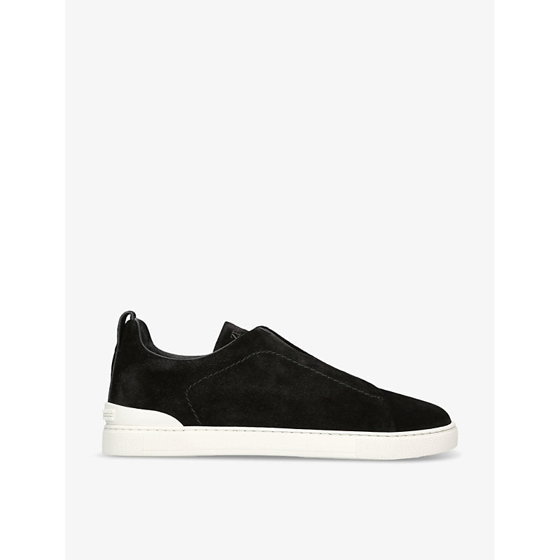 Zegna Triple Stitch panelled suede low-top trainers