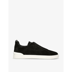  Zegna Triple Stitch panelled suede low-top trainers