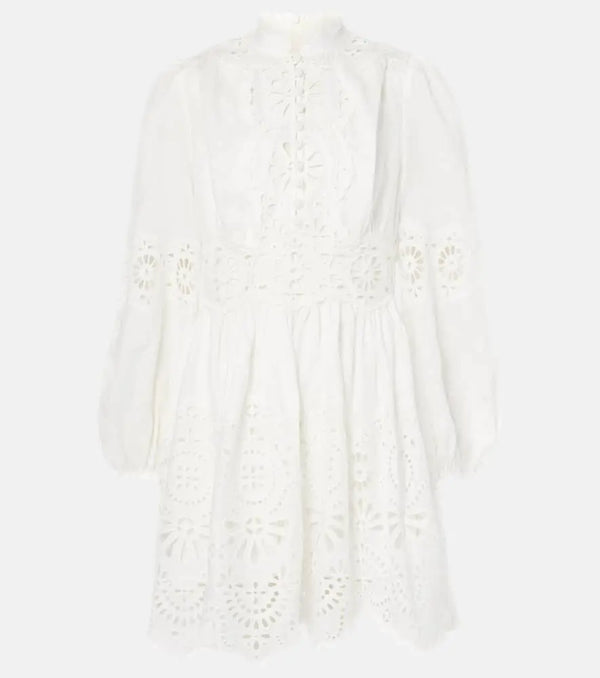 Zimmermann Acacia Broderie embroidered linen minidress