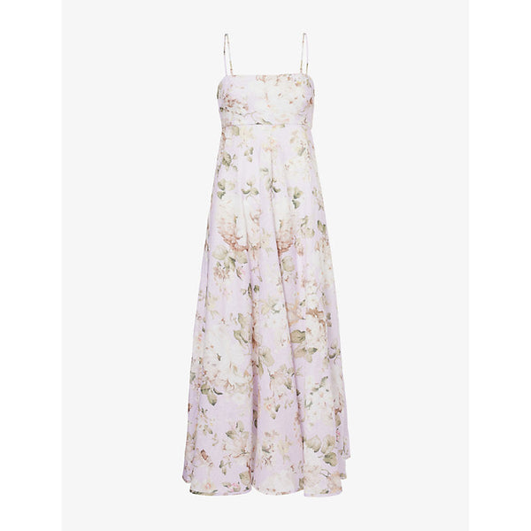 Womens Zimmermann Acacia floral bandeau linen midi dress