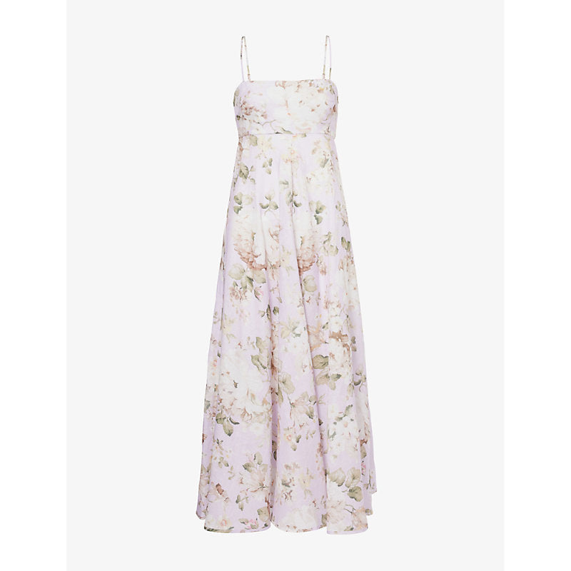 Zimmermann Acacia floral bandeau linen midi dress