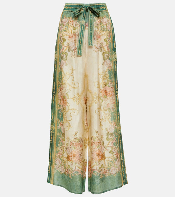 Zimmermann August printed silk wide-leg pants