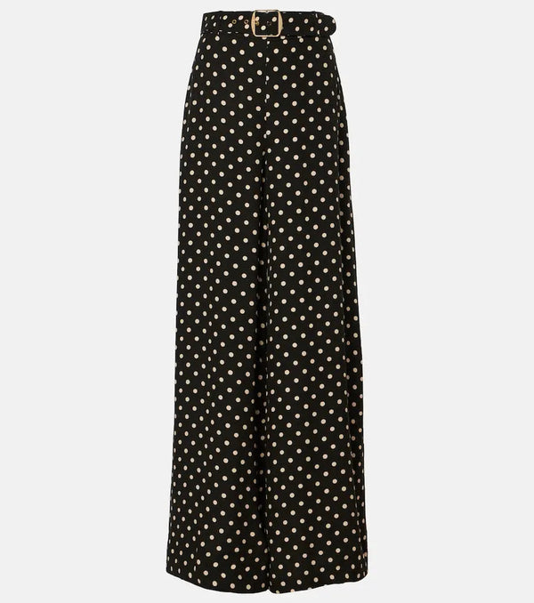 Zimmermann Belted polka-dot wide-leg pants | LYBSTORE