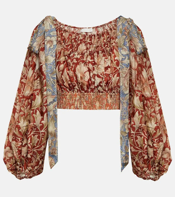 Zimmermann Chintz floral silk crop top