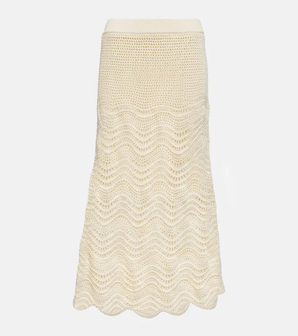 Zimmermann Devi crochet cotton midi skirt | LYBSTORE