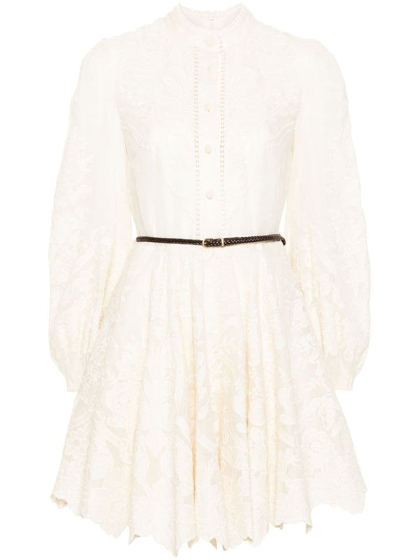 Zimmermann Embroidered Linen Mini Dress