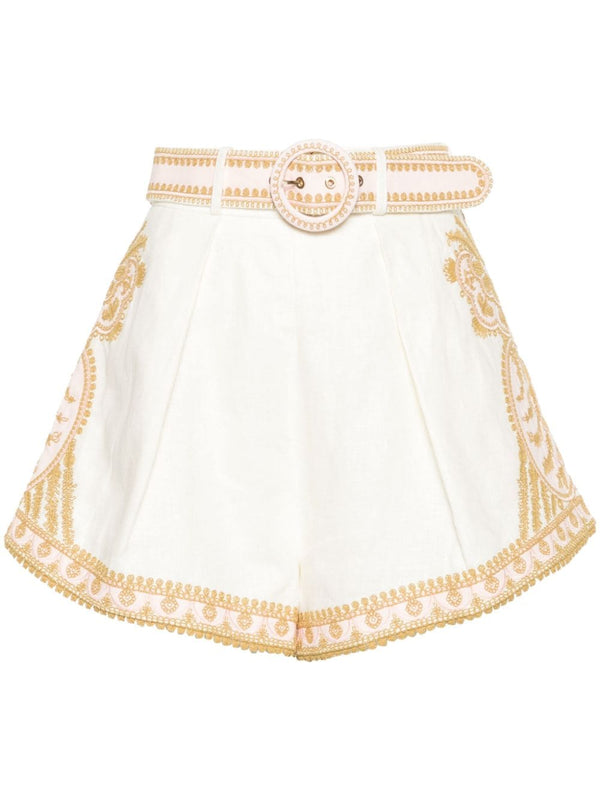 Zimmermann Embroidered Linen Shorts