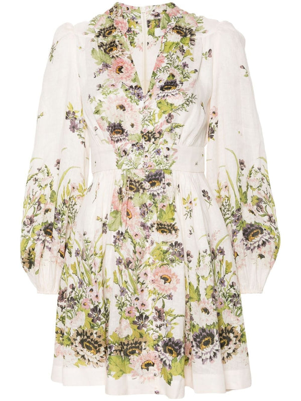 Zimmermann Floral Print Linen Mini Dress