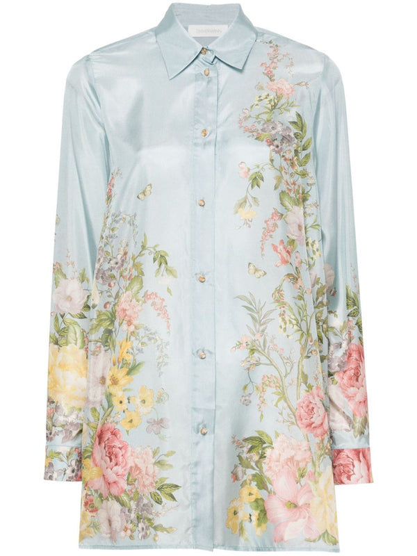 Zimmermann Floral Print Silk Shirt