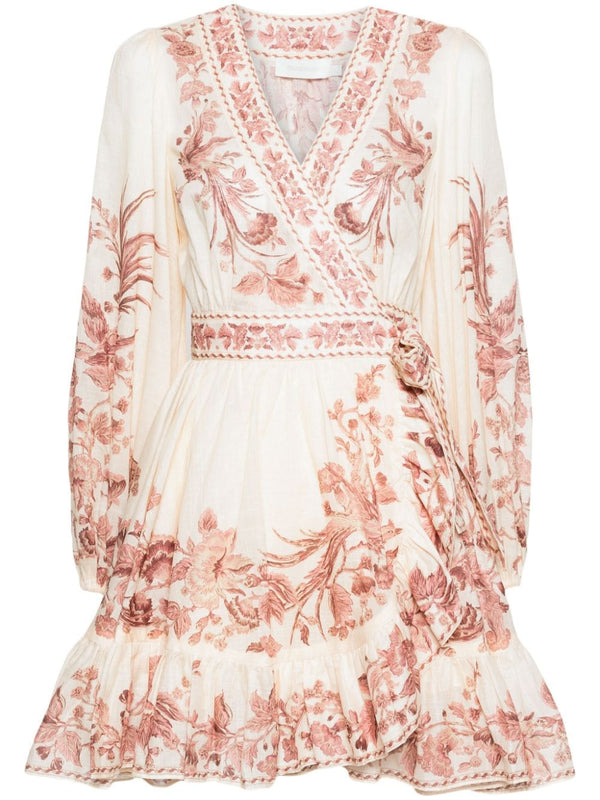 Zimmermann Floral Print Wrap Mini Dress