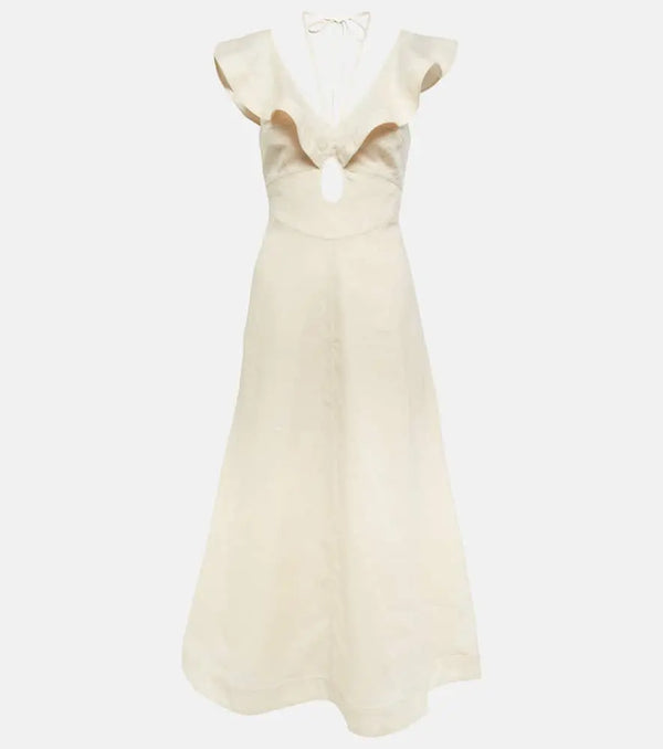 Zimmermann Halcyon Flutter linen midi dress | LYBSTORE