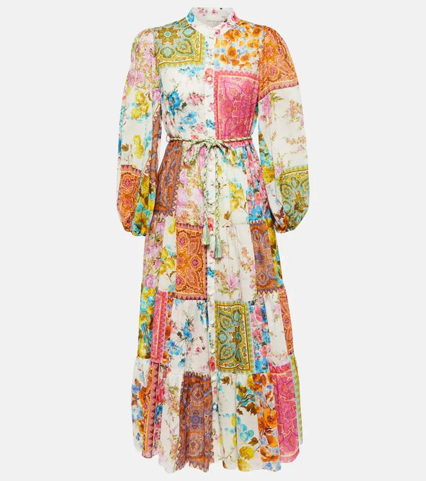 Zimmermann Halcyon patchwork cotton midi dress | LYBSTORE