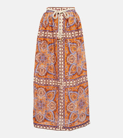 Zimmermann Halcyon printed linen maxi skirt | LYBSTORE