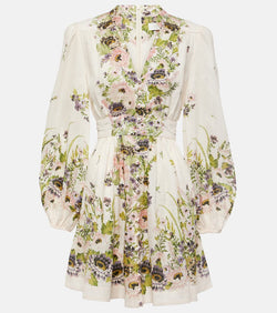 Zimmermann Halliday Plunge floral linen minidress | LYBSTORE