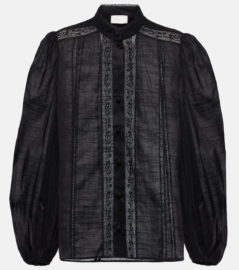 Zimmermann Halliday lace-trimmed cotton shirt | LYBSTORE