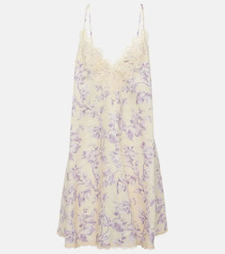 Zimmermann Halliday lace-trimmed floral linen slip dress | LYBSTORE