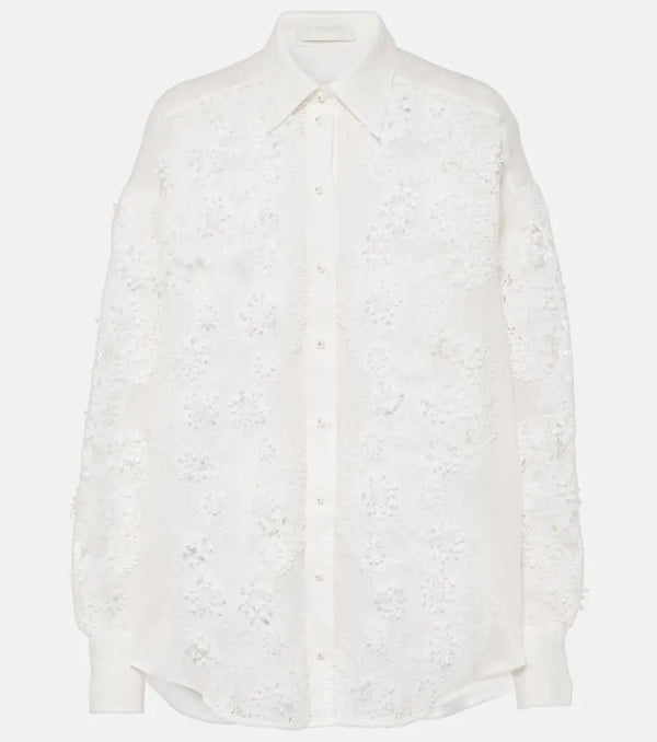 Zimmermann Halliday lace-trimmed ramie shirt | LYBSTORE