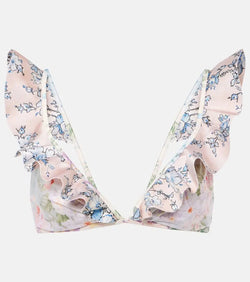 Zimmermann Halliday ruffled floral bikini top | LYBSTORE