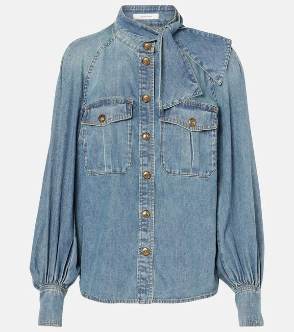 Zimmermann Illustration Raglan denim shirt | LYBSTORE