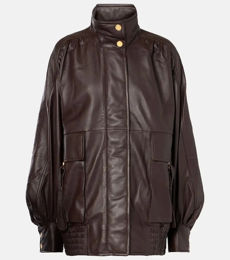 Zimmermann Illustration oversized leather jacket