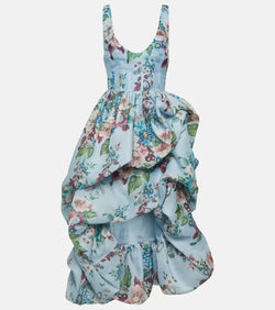 Zimmermann Matchmaker floral linen and silk midi dress | LYBSTORE