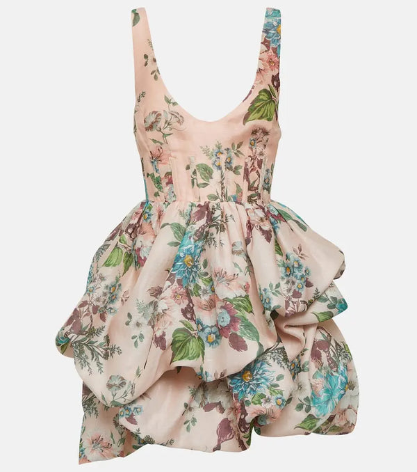 Zimmermann Matchmaker floral linen and silk minidress