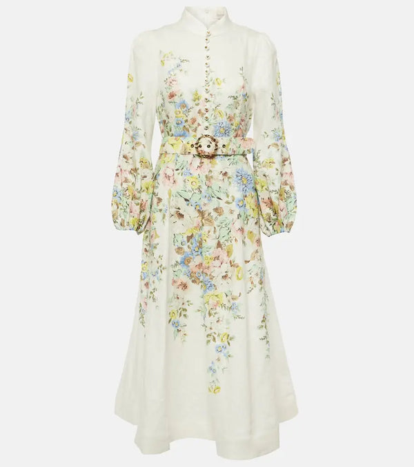 Zimmermann Matchmaker floral linen midi dress | LYBSTORE