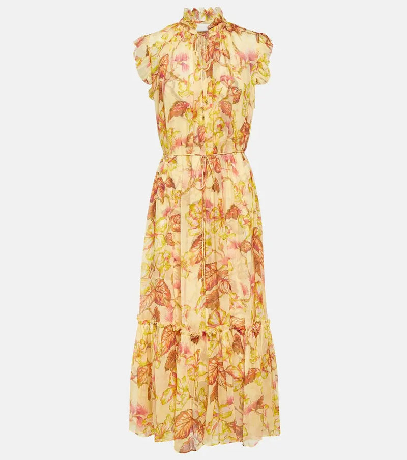 Zimmermann Matchmaker printed georgette midi dress | LYBSTORE