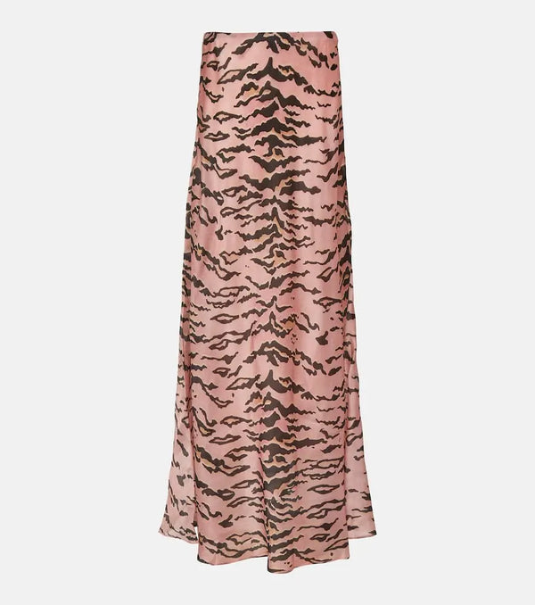 Zimmermann Matchmaker tiger-print silk maxi skirt | LYBSTORE