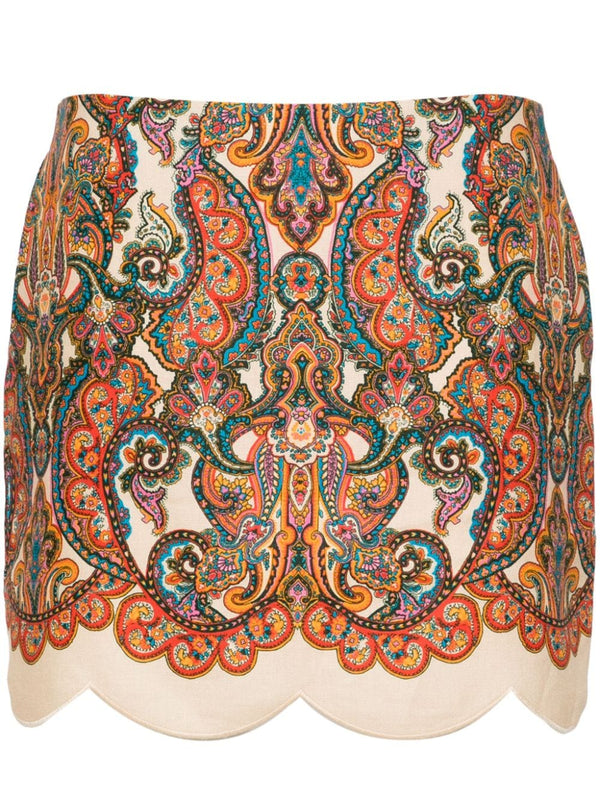 Zimmermann Paisley Print Linen Mini Skirt