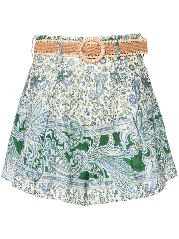 Zimmermann Paisley Print Linen Shorts