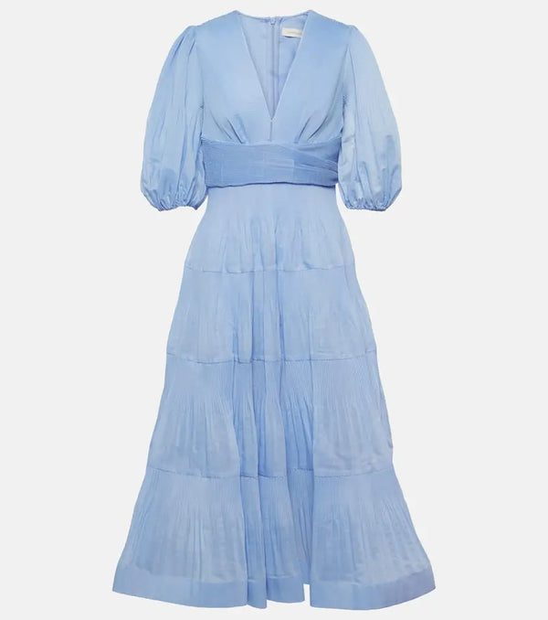 Zimmermann Pleated chiffon midi dress | LYBSTORE